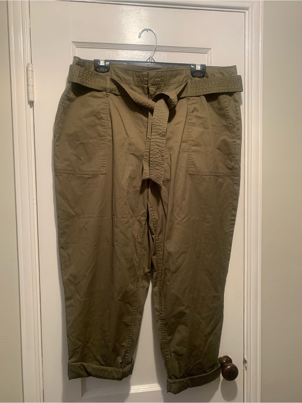 New York & Company NWT Soho Olive Green Utility Pants Cotton Spandex XL